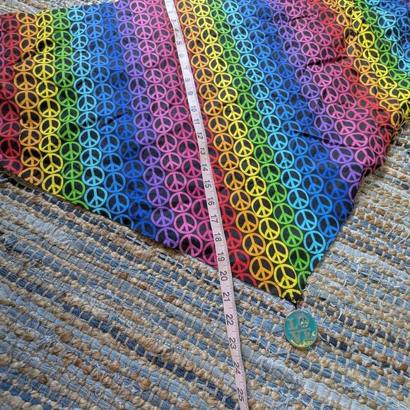 Rainbow Peace Sign Triangle Scarf Bandana Top Festival Pride Love Boho Y2K - Picture 3 of 5